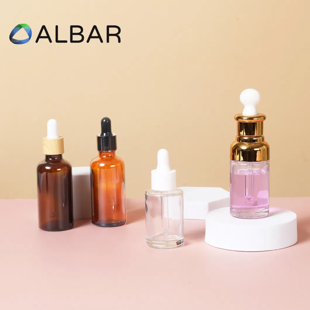 Small Size 10ml 20ml 30ml 50ml 100ml Flat and Oblique Shoulder Face Lotion Serum Oil Glass Face Care Bottle with Dropper Pump Airtight Children Caps Available