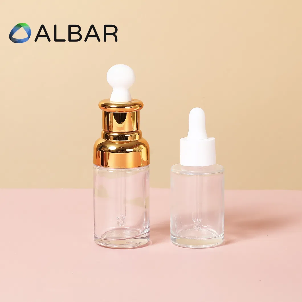 Small Size 10ml 20ml 30ml 50ml 100ml Flat and Oblique Shoulder Face Lotion Serum Oil Glass Face Care Bottle with Dropper Pump Airtight Children Caps Available